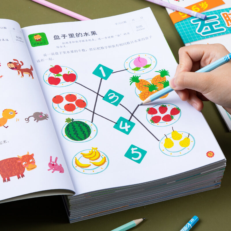 Children's Left and Right Brain Intelligence Development Early Teaching 2-3-4 Years Old 6 Baby Concentration Training Educational Toys with Stickers