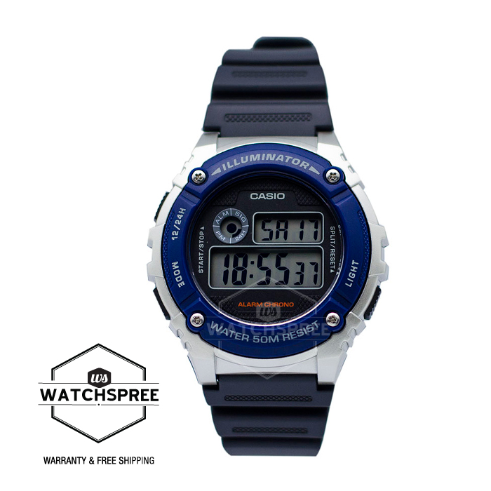 [Watchspree] Casio Digital Men's Black Rubber Strap Watch W216H-2A W-216H-2A