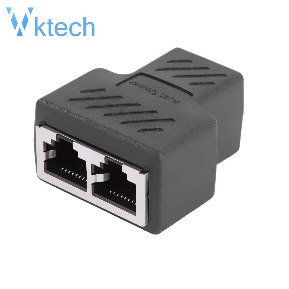 [Vktech] Network Connector Splitter 1 to 2 Ways RJ45 Network Ethernet Head Lan Cable Female Joiner Coupler Plug