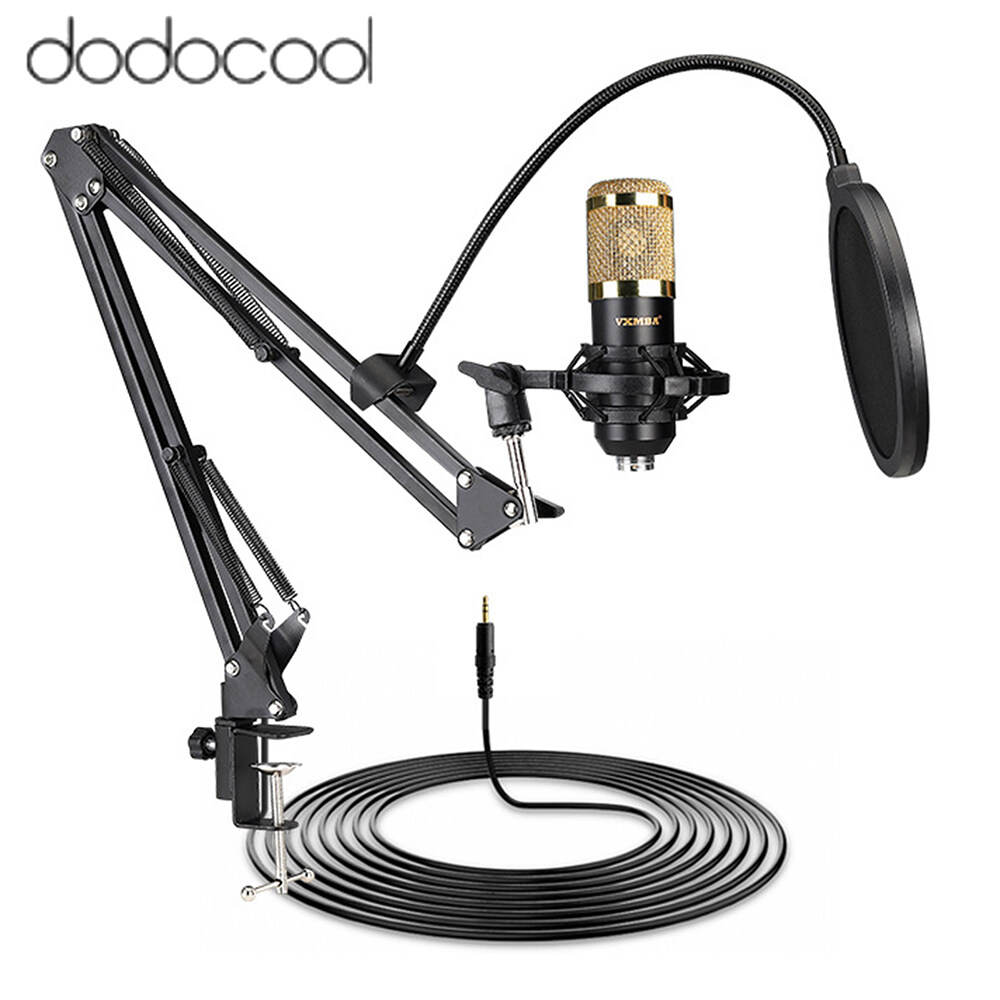 dodocool vxmba Podcast Live Broadcast Equipment Professional Condenser Microphone MIC BM-800 Microfone with V8 Sound Card Arm Stand Studio Mic Music Recording Equipment for Studio Recording and Broadc
