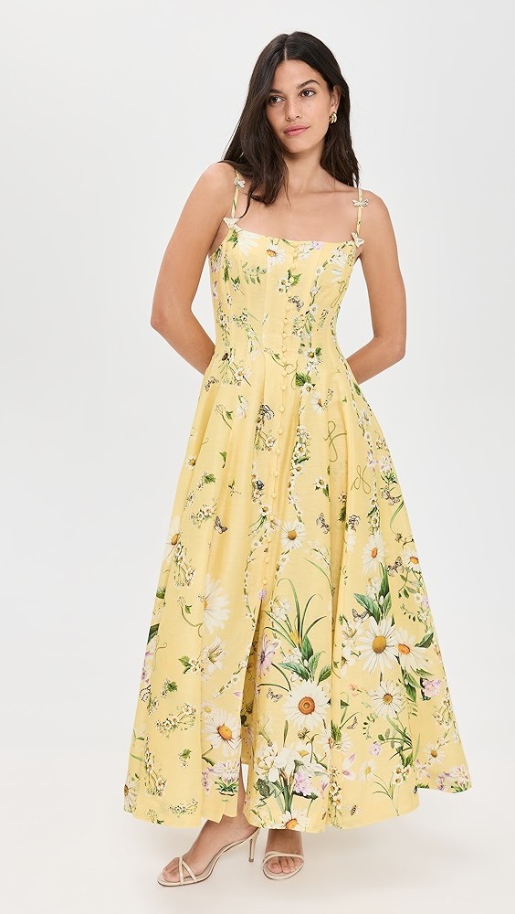 Corset Dress with Long Flared Skirt